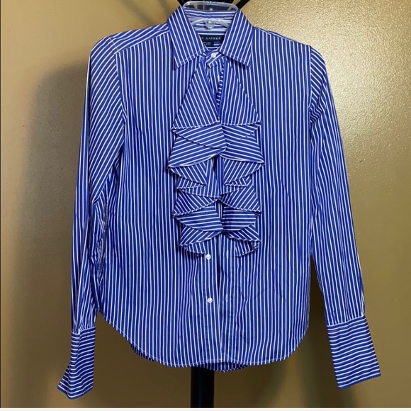 Ralph Lauren Tops - Ralph Lauren, button down, blue/white, size 8